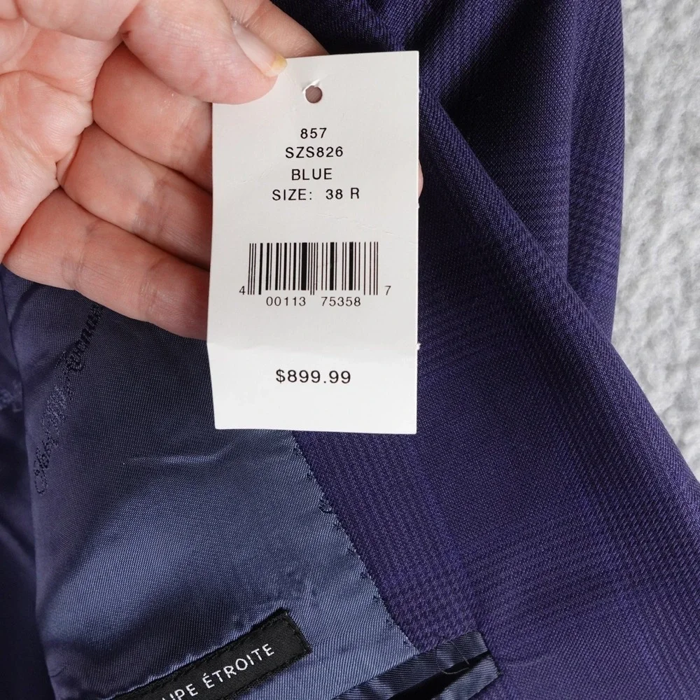 Ermenegildo Zegna Traveller Blue Wool Blazer Glen Check‎ 38R Italy Saks Fifth